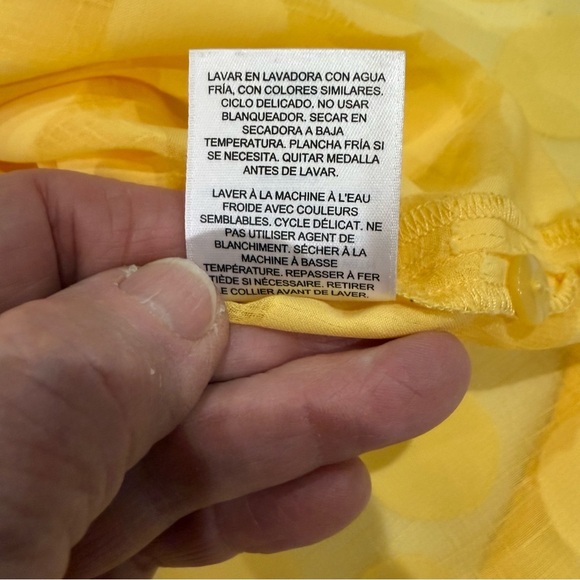 Alfred Dunner Blouse Sheer Circles 3/4 Sleeve Butter Yellow Women’s Size 12P - Picture 11 of 11
